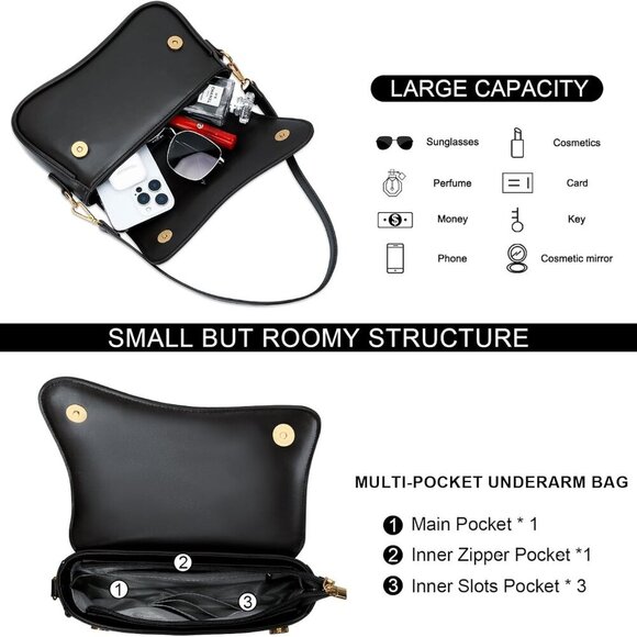 Shoulder Bag for Women Small Clutch Purses Cute Hobo Handbag Trendy Underarm Bag - Picture 4 of 7